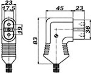 Рис.1. Габаритный чертеж разъема (ZA 729 Si) двухконтактного термостойкого