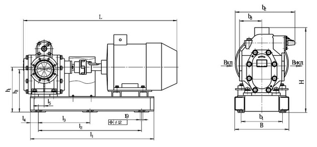 Схема габаритных размеров Насосных агрегатов АНШМ