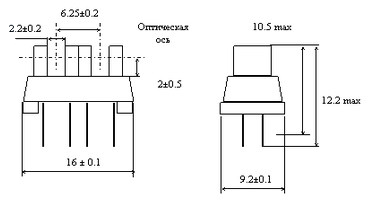 Габаритные и установочные размеры Оптопара УАОТ-01