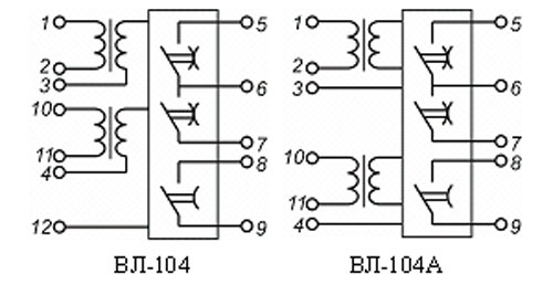 Схема подключения ВЛ-104, ВЛ-104А